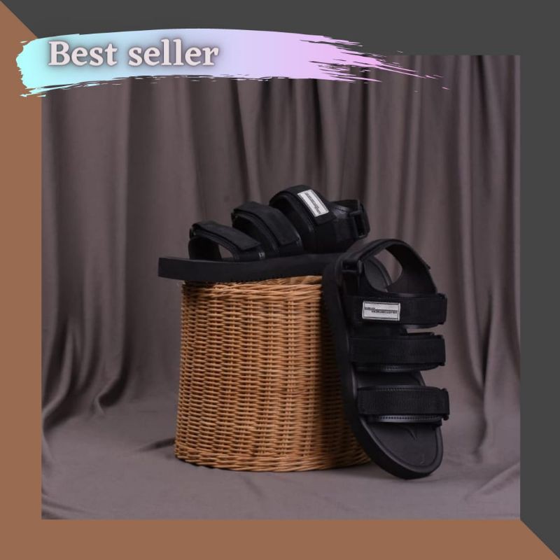 Sandal Gunung Pria Wanita Casual / sendal gunung wanita Full Black AENKA.ID FOOTWEAR HIJack 36-41