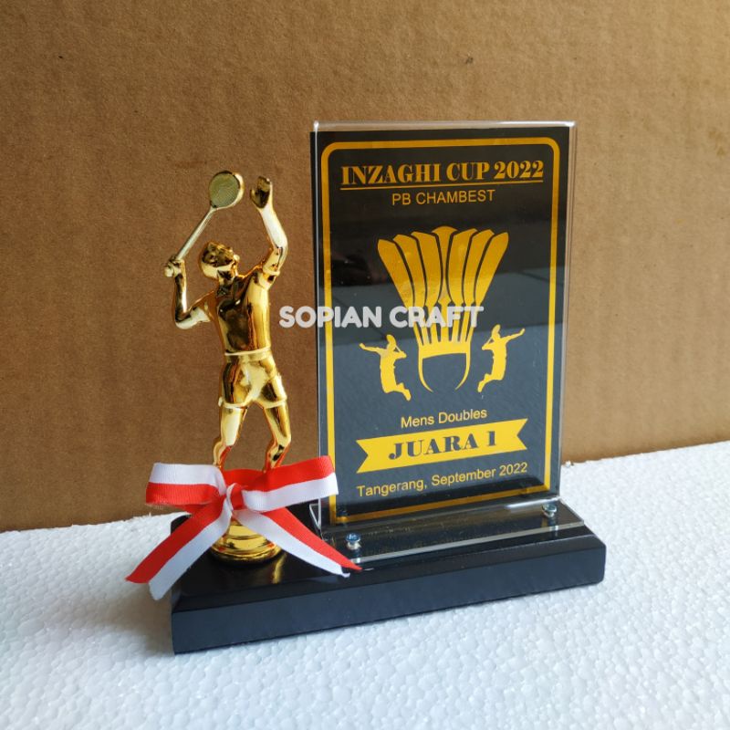 Piala Plakat Akrilik Badminton Patung Badminton