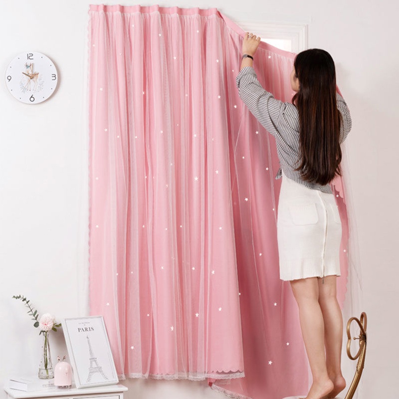 pink curtains