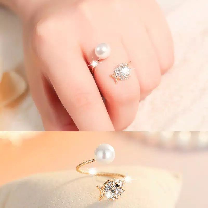 cincin perhiasan model korea mutiara