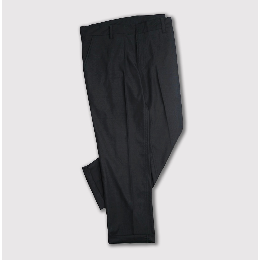 Dritto Ankle Pants - Celana Bahan Formal Kantoran Slim Fit - Hitam