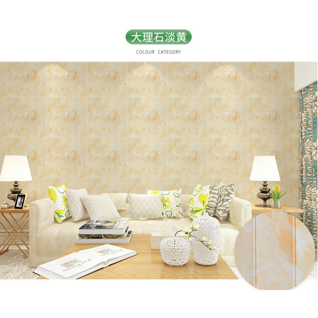 Wallpaper Dinding 3D Bata 70 x 70 cm Foam Kayu Stiker