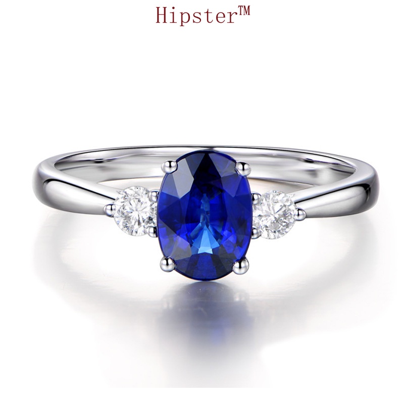 New Personalized European and American Retro Temperament Inlaid Blue Crystal Ring