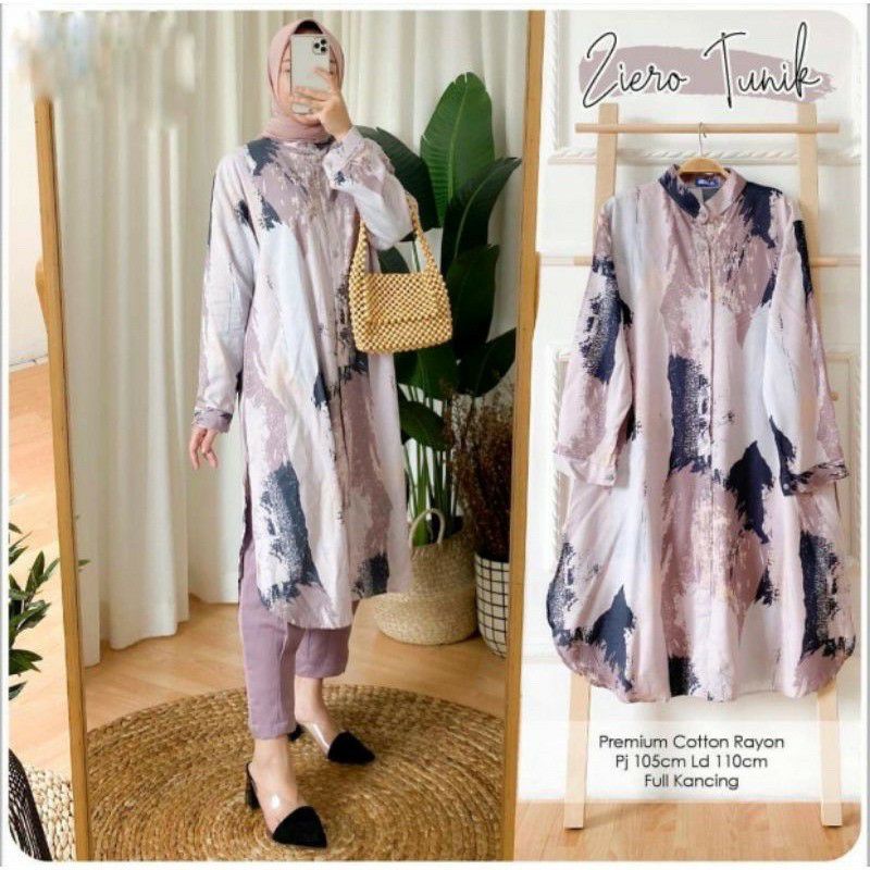 Tunik Rayon Wanita Motif Kekinian LD 100 - 140 Cm