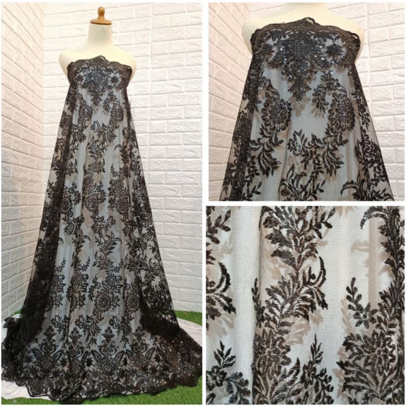 Tile bunga payet bordir