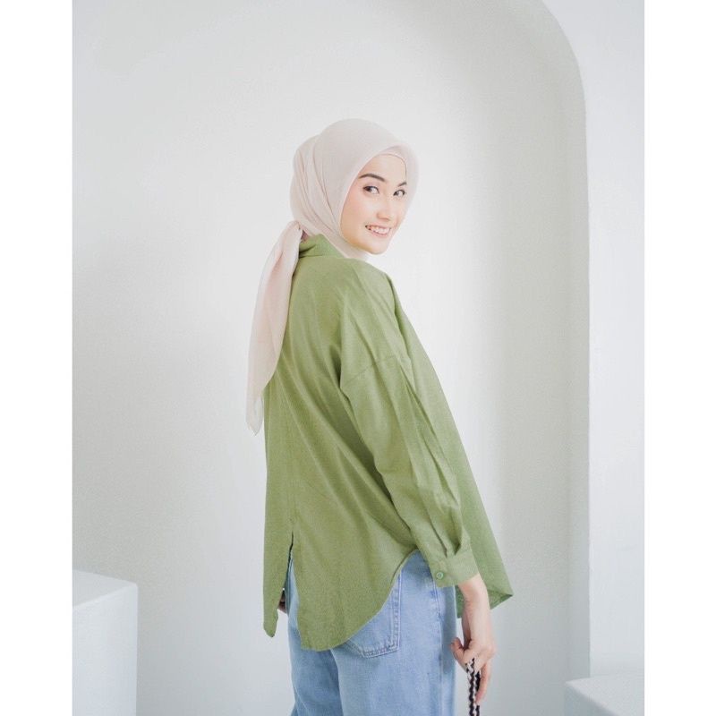 Nelka Shirt / Kemeja Wanita Oversize Linen Nelka Shirt Linen Pocket Oversize / Linen Shirt / Kemeja Shirt Linen