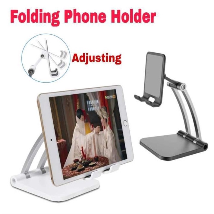 [WS]  Holder tablet Hp Full Stainless Folding Mobile Phone Desktop Stand Model-Q009