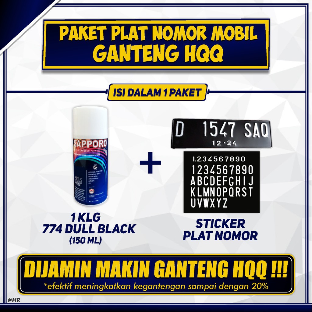 Paket Plat Nomor MOBIL Ganteng HQQ / Sapporo / Cat Spray Semprot Aerosol Terbaik