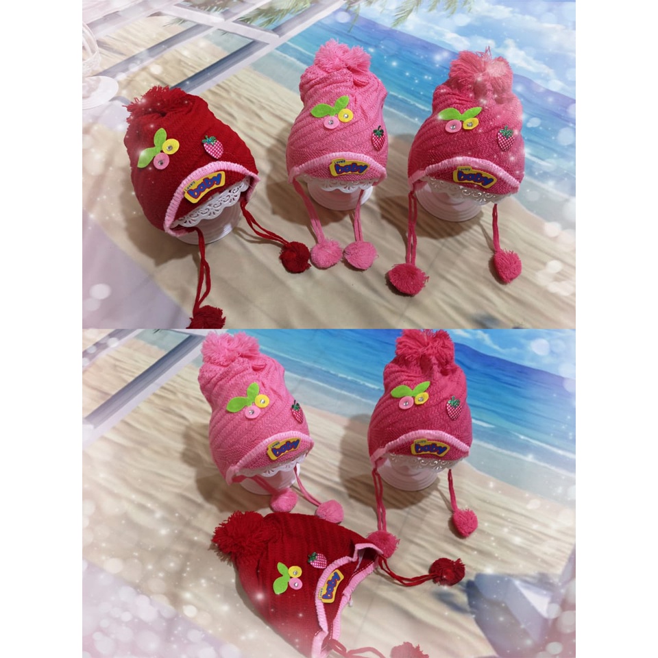 Topi Bayi / Topi Kupluk Harga 2pcs T 35 - Bayi usia 0-2 thn bahan rajut