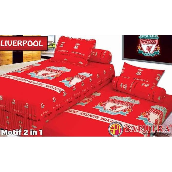 OBRAL Sprei Anak Katun merk Saputra Twin 2 In 1 karakter Bola Bayern Liverpool Murah ukuran 120X200