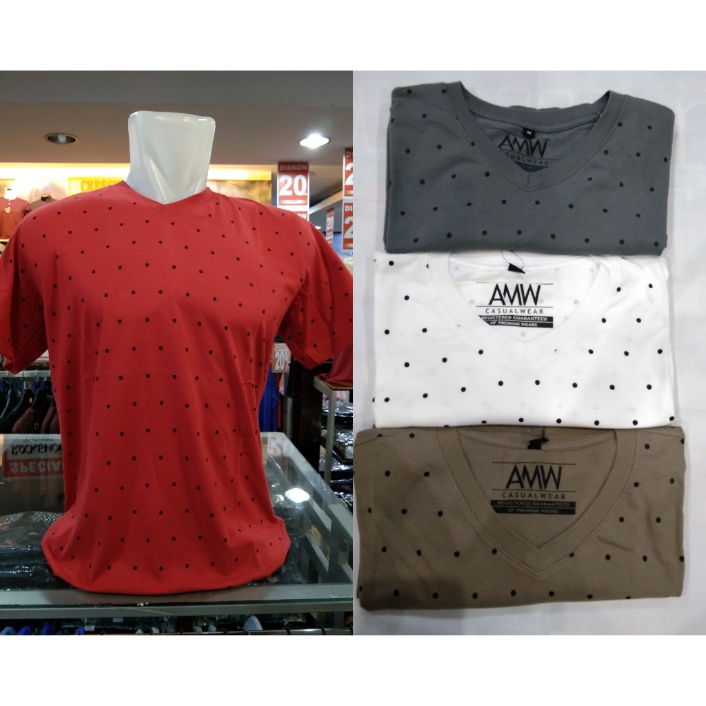 T Shirt Pria V neck corak 2