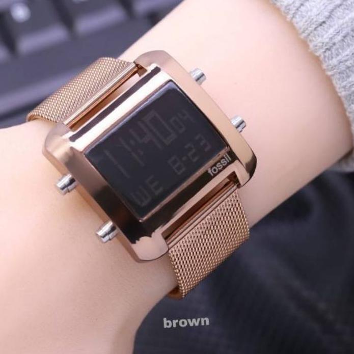 Jam tangan tali pasir digital jam tangan kotak jam tangan fashion wanita pria
