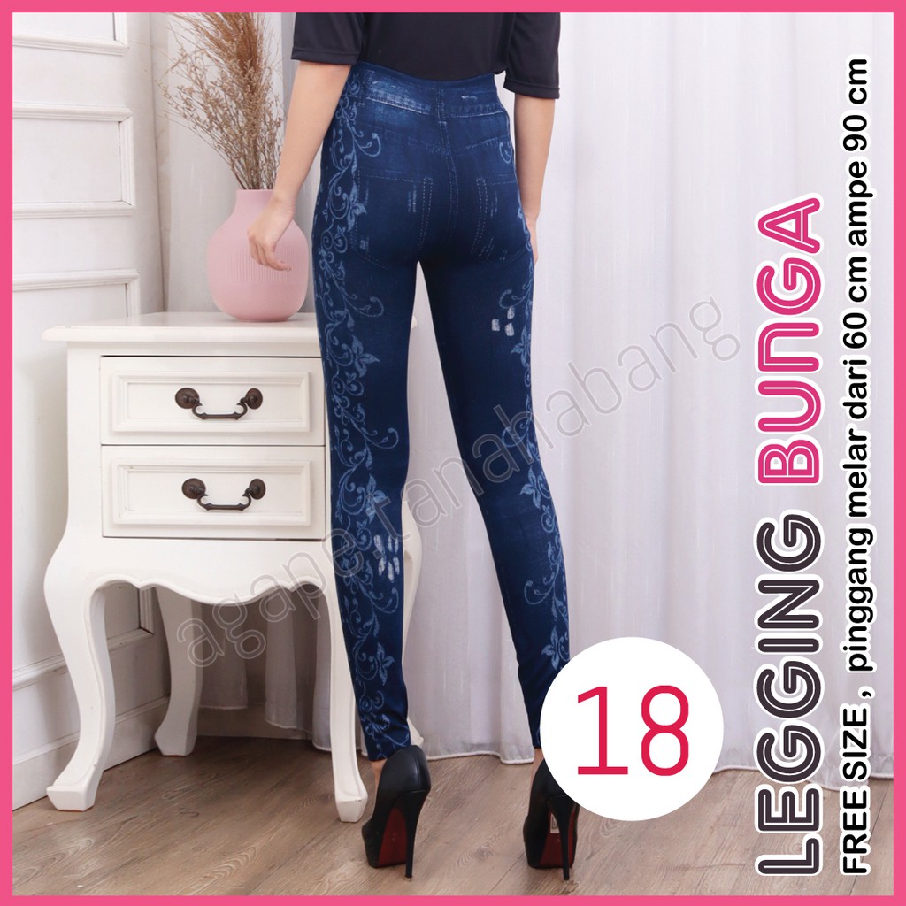 legging Jeans Bunga # 18 / Legging Bunga Wanita