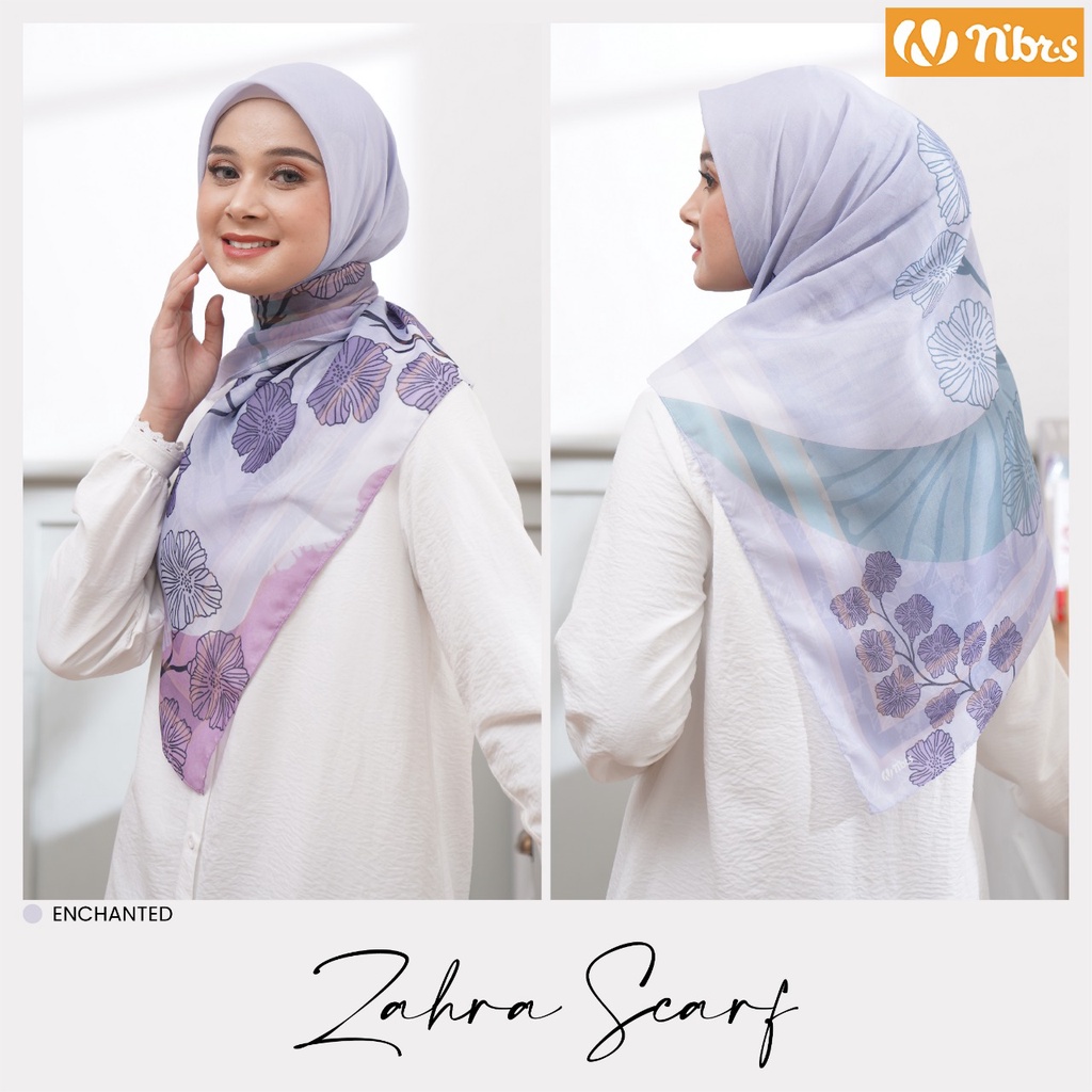 NIBRAS HIJAB ZAHRA SCARF HIJAB MODERN KEKINIAN BAHAN VOAL MOTIF PRINT by NIBRAS HIJAB