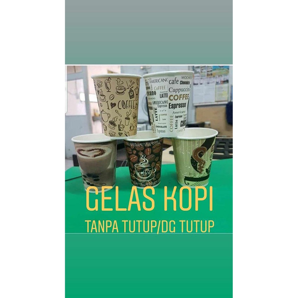 BARANG BAGUS!!! Gelas Paper Cup 8oz Kopi + Tutup 50pcs/Cup Kertas/Gelas Cup/Cup Gelas