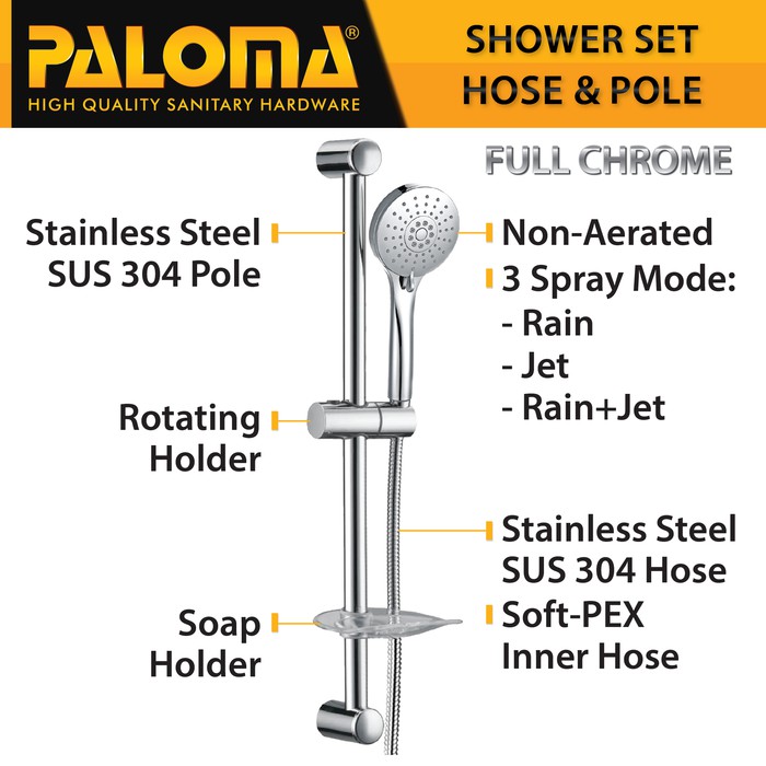 PALOMA FCBZ 6176 SSP 1106 Paket Keran Cabang Shower Set Tiang