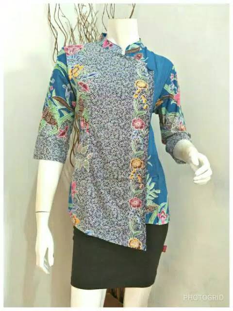 SIMIFASHION Blouse Wanita Etnik model Shanghai murah motif sapu ukuran M L XL XXL (jumbo)-7