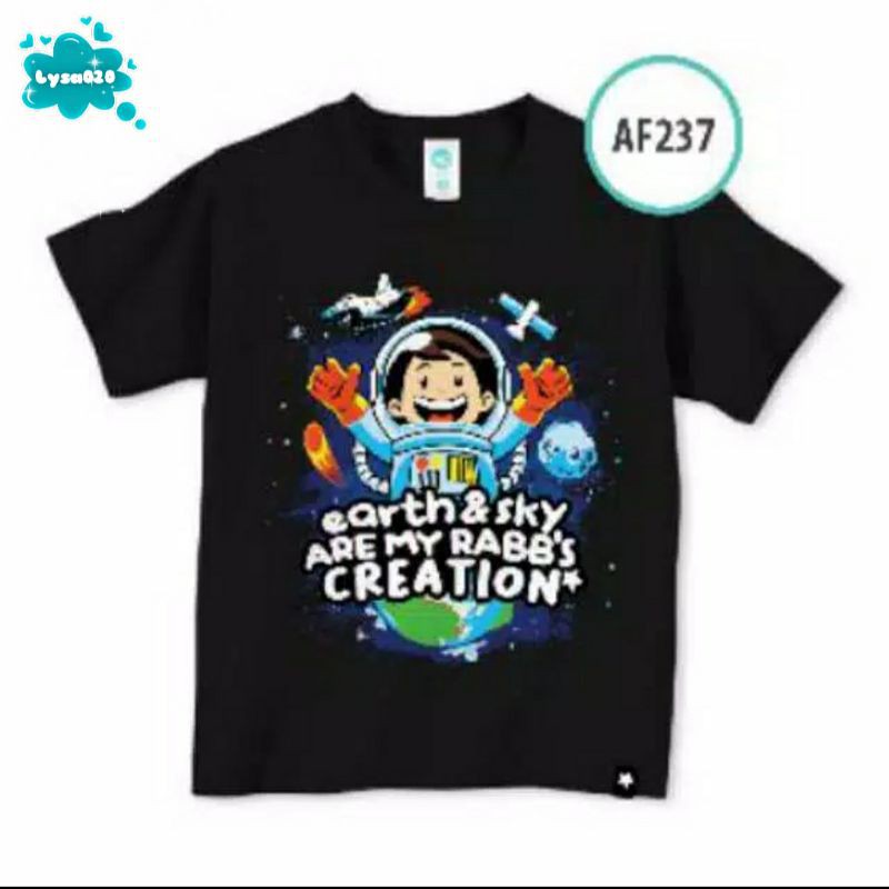 Kaos Afrakids lengan pendek anak laki-laki AF237 Earth &amp; Sky are My Rabb's Creation