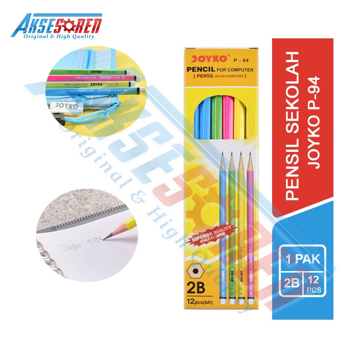 

Pensil 2B Joyko [P-94/12 pcs] / Alat Tulis Ujian Komputer / Pencil Gambar Menulis [1 Pack]