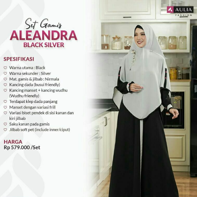 GAMIS AULIA TERBARU JUMBO ORIGINAL HITAM BLACK SILVER ABU ABU BUSUI SERAGAMAN