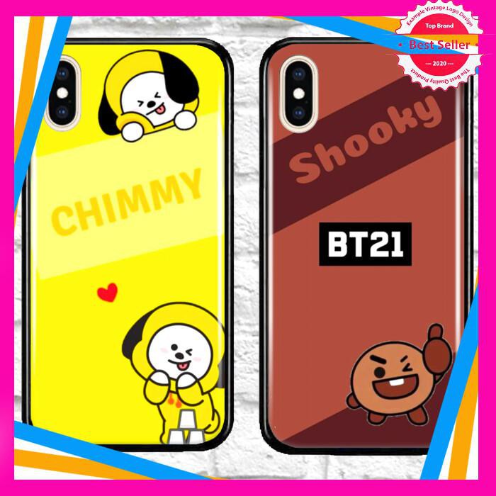 PREMIUM CASE CASING GLASS MOTIF 4 BTS BT21 FOR XIAOMI REDMI NOTE 9