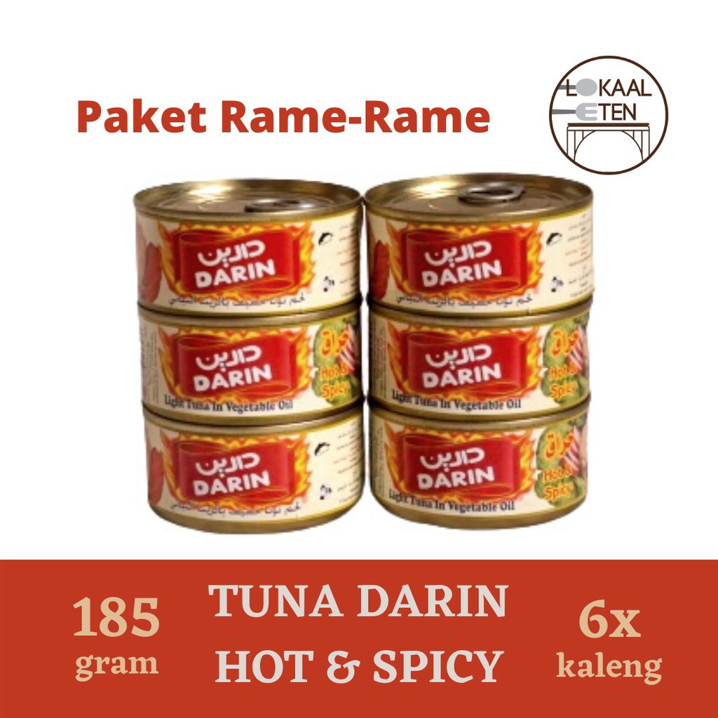 

TUNA DARIN Paket 6pcs Ikan Tuna Dalam Minyak Makanan Kaleng 185 g - Hot & Spicy