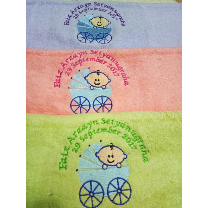 Handuk Bordir Merah Putih 50x100 + Gambar