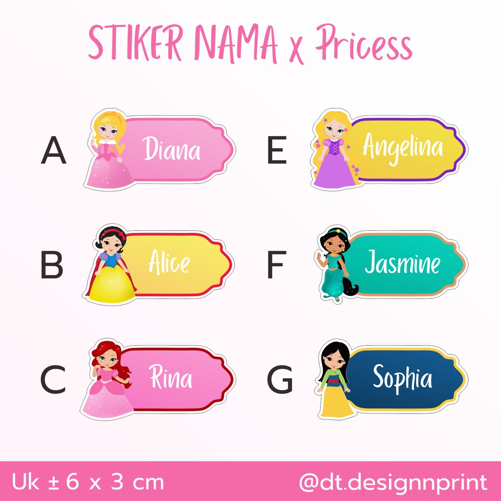 

STIKER NAMA PRINCESS / CUSTOM STIKER LUCU DISNEY MURAH PONTIANAK