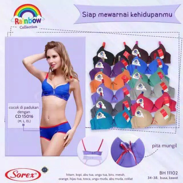 Bh Bra Sorex 11102 Rainbow Full Cup {CUP B} | Bra Busa Pakai Kawat | Basic |.