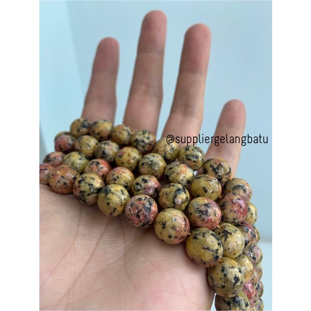 semi stone 12mm yellow chrysocolla bahan rangkai aksesori bacan kuning