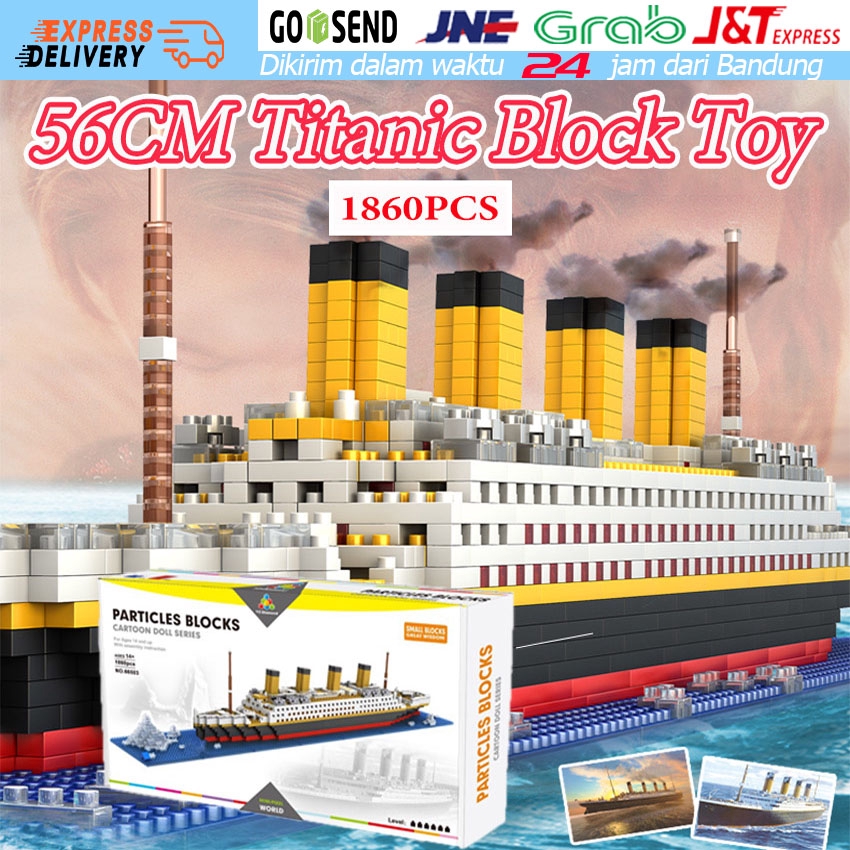 1860 Pcs Titanic Model Kapal Pesiar DIY Blok Bangunan Bata Kit Anak