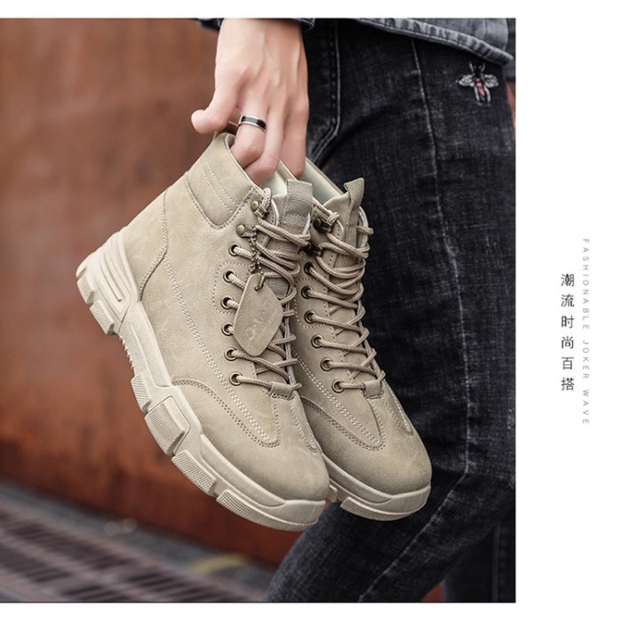 Sepatu Boots Pria Model Army Bahan kulit import quality