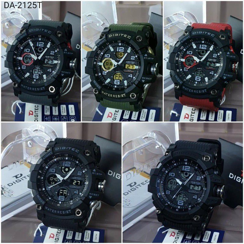 Jam tangan pria Digitec 2125 original dualtime buat berenang alarm dll garansi resmi 1 tahun