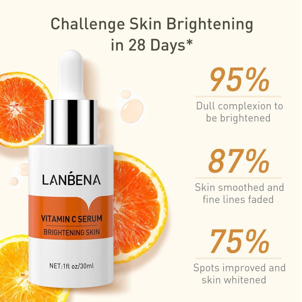 LANBENA Vitamin C Serum - Mencerahkan Wajah Pemutih Melembabkan Anti-kerut Perawatan kulit (30ml)