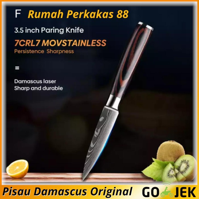 PISAU SET XITUO Pisau Dapur Chef Damascus Pattern Pisau Daging Tajam - 3.5 Inch Paring (W1B1) Pisau 