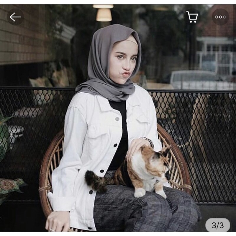 Jaket Jeans Jumbo Snow Black Premium Quality-Putih