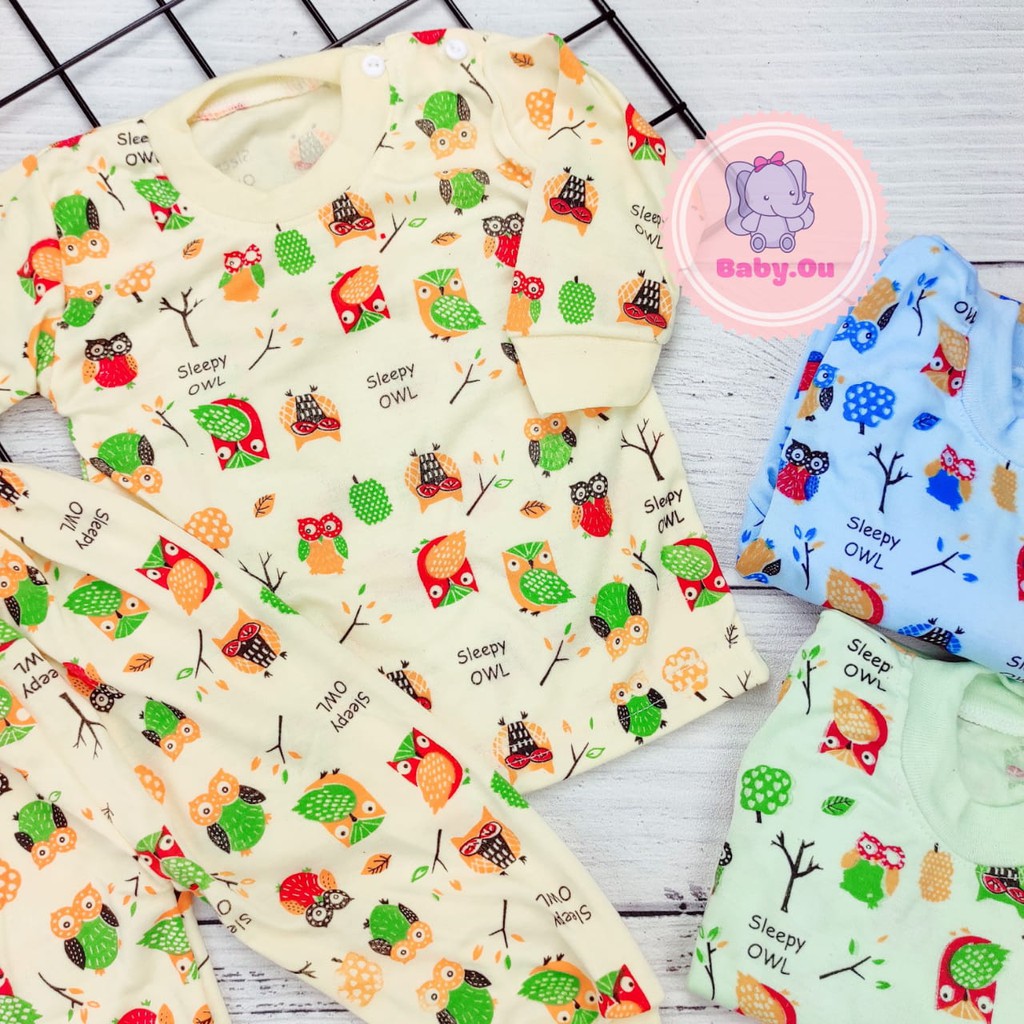 Setelan Bayi Panjang Motif OWL / Setelan Piyama Bayi / Baju Bayi Panjang Merk Nadila / Baby.ou