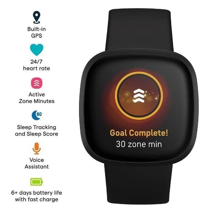 FITBIT VERSA 3 - Health &amp; Fitness Smartwatch - Black/Black Aluminum | Midnight/Soft Gold | Pink Clay