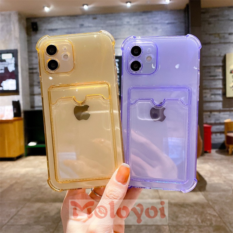 Case For Iphone X XR XS Max 11 12 Pro Max 6 7 8 Plus Softcase Tipis Card Wallet Card Holder Phone Case