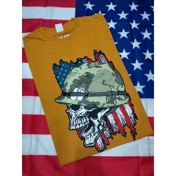 Kaos Army T-shirt Vintage Army Veteran Kaos Skull Army