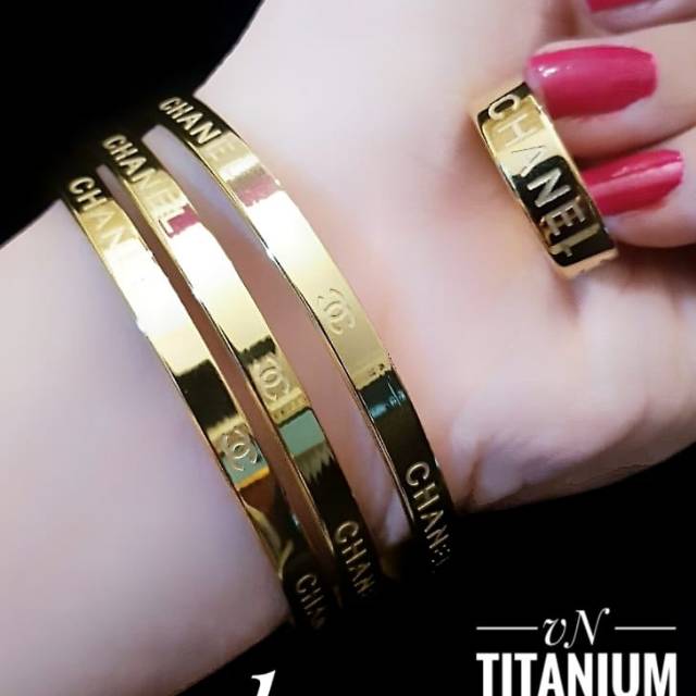 (JUL) PROMO TERMURAH Set Perhiasan TITANIUM Anti Karat Gelang Ring Cincin Chanel Modis Xuping Cantik