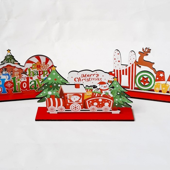 Hiasan Natal Pajangan Kayu Merry Christmas Holiday HOME Hiasan Natal Kado Christmas Harga Grosir Termurah