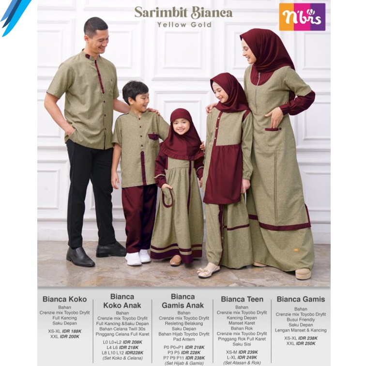 Nibras SARIMBIT Terbaru 2021, Bianca Yellow Gold, Gamis Sarimbit Keluarga, Seragam Lebaran