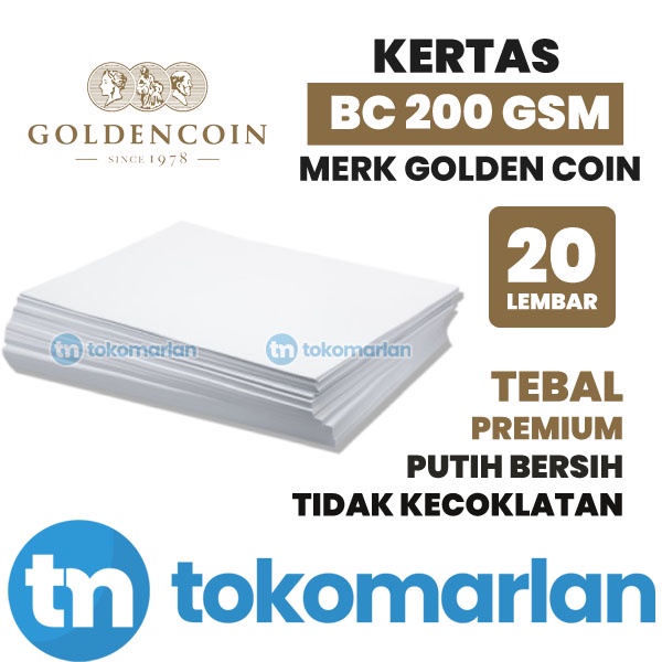 

20 Kertas BC Tik Putih Bersih 200 GSM Merk Golden Coin Cocok Untuk Melukis Sketsa Wajah Buku Mengambar Undangan A4 dan F4 Lembar BW Manila Premium