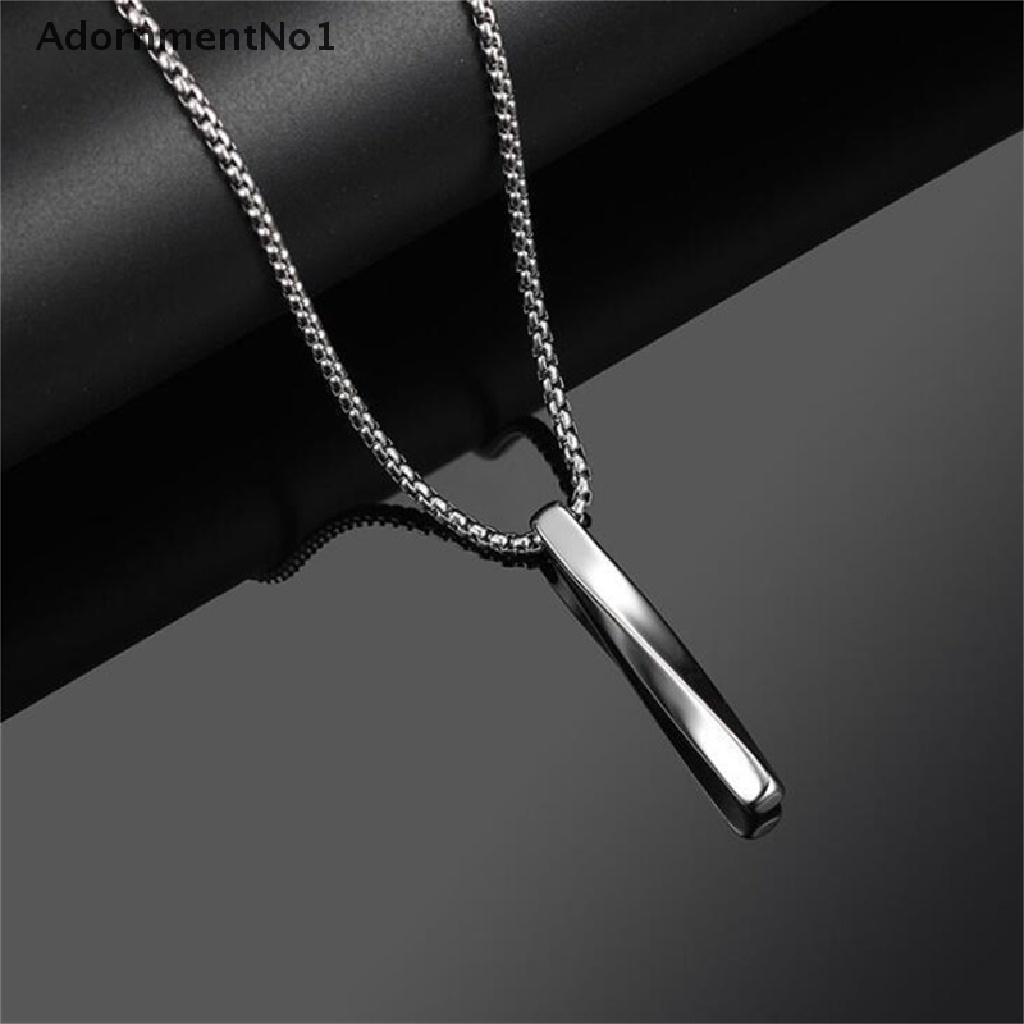(AdornmentNo1) Kalung Rantai Dengan Liontin Persegi Panjang Bahan Stainless Steel Untuk Pria