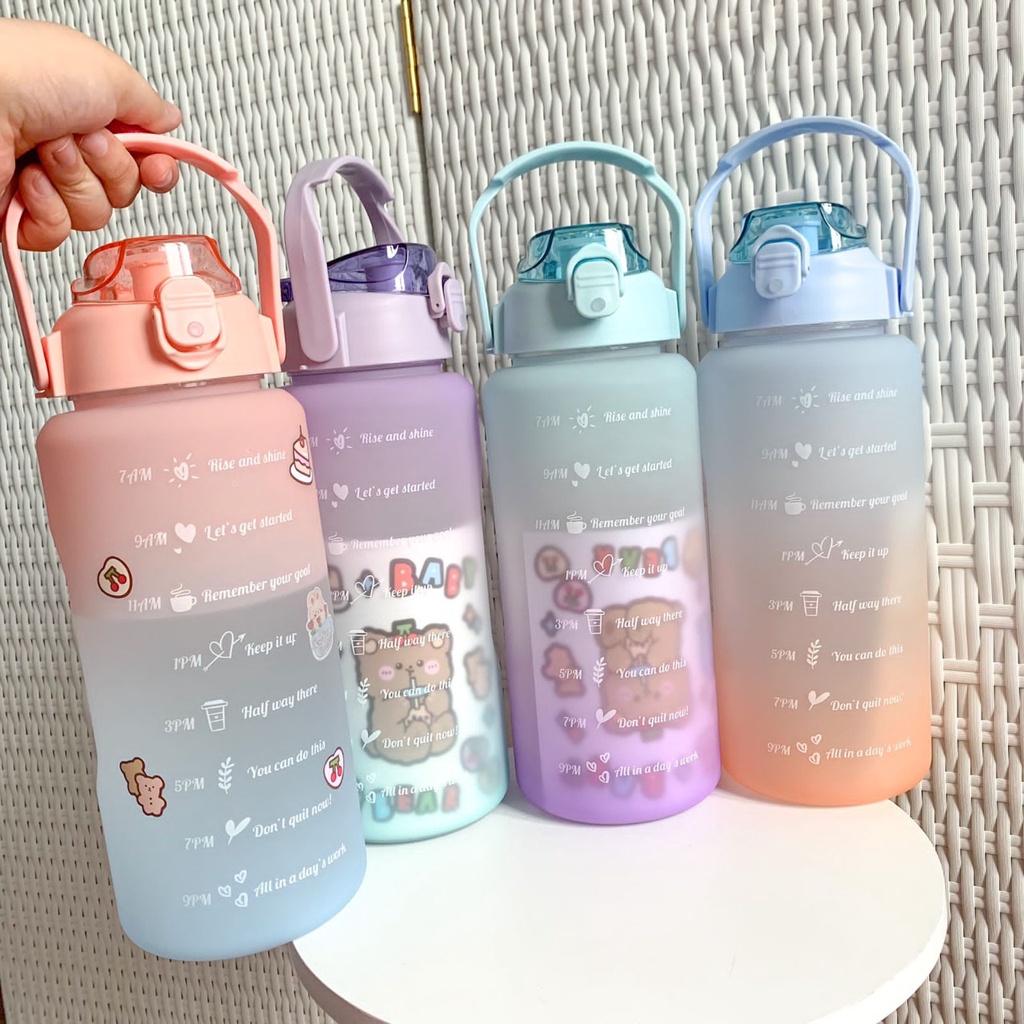 BOTOL MINUM MOTIVASI VOLUME 2 LITER + STICKER ORIGINAL PREMIUM QUALITY TEMPAT MINUM HARGA TERJANGKAU KUALITAS TERBAIK BISA GROSIR COD