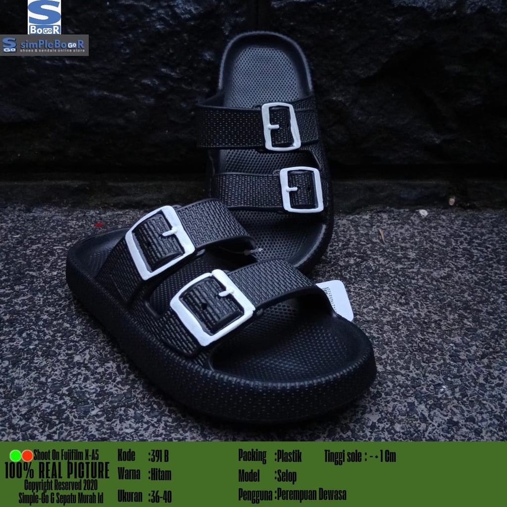 sandal slop wanita dewasa terbaru motif gesper model 391B 36-40