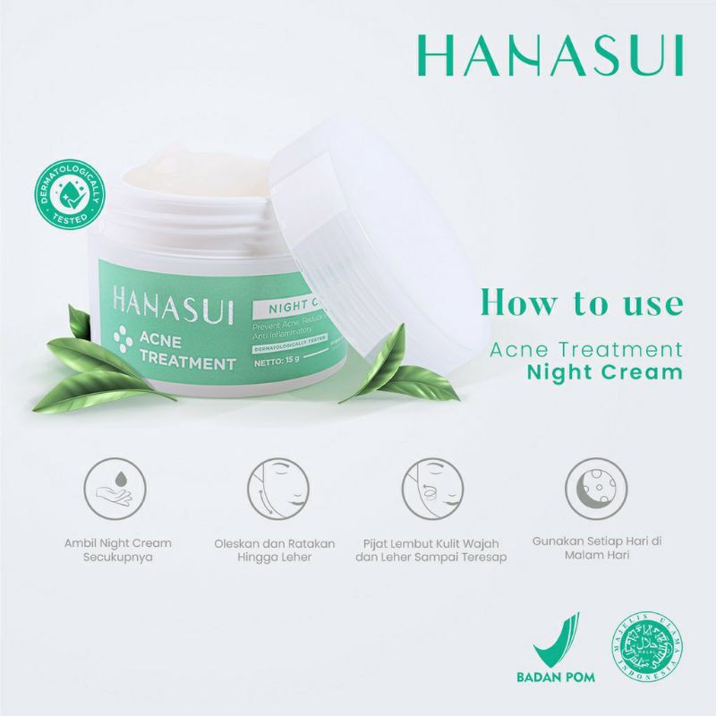 PROMO HANASUI ACNE DAY &amp; NIGHT CREAM HIJAU/HANASUI/PAKET ACNE