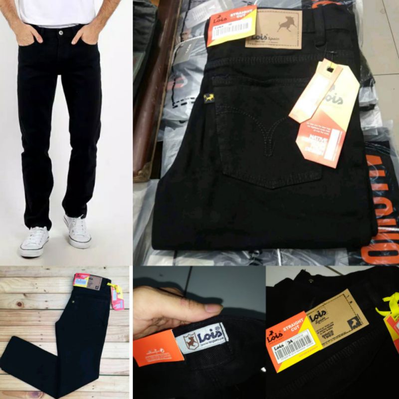 Celana Jeans Lois Hitam Standar//Celana Jeans Pria Reguler Fit// Celana Jeans Lois