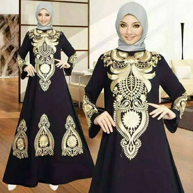Best Seller New Abaya Arab Hitam Gold Bordir Komputer Asli